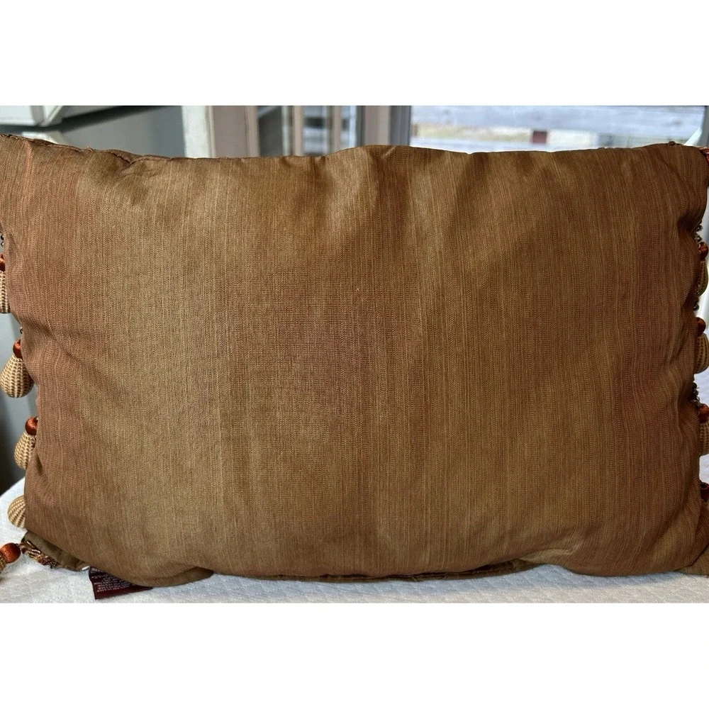 Biltmore For Your Home Throw Pillow set Balls & Fringe Red tan gold brown Lumbar